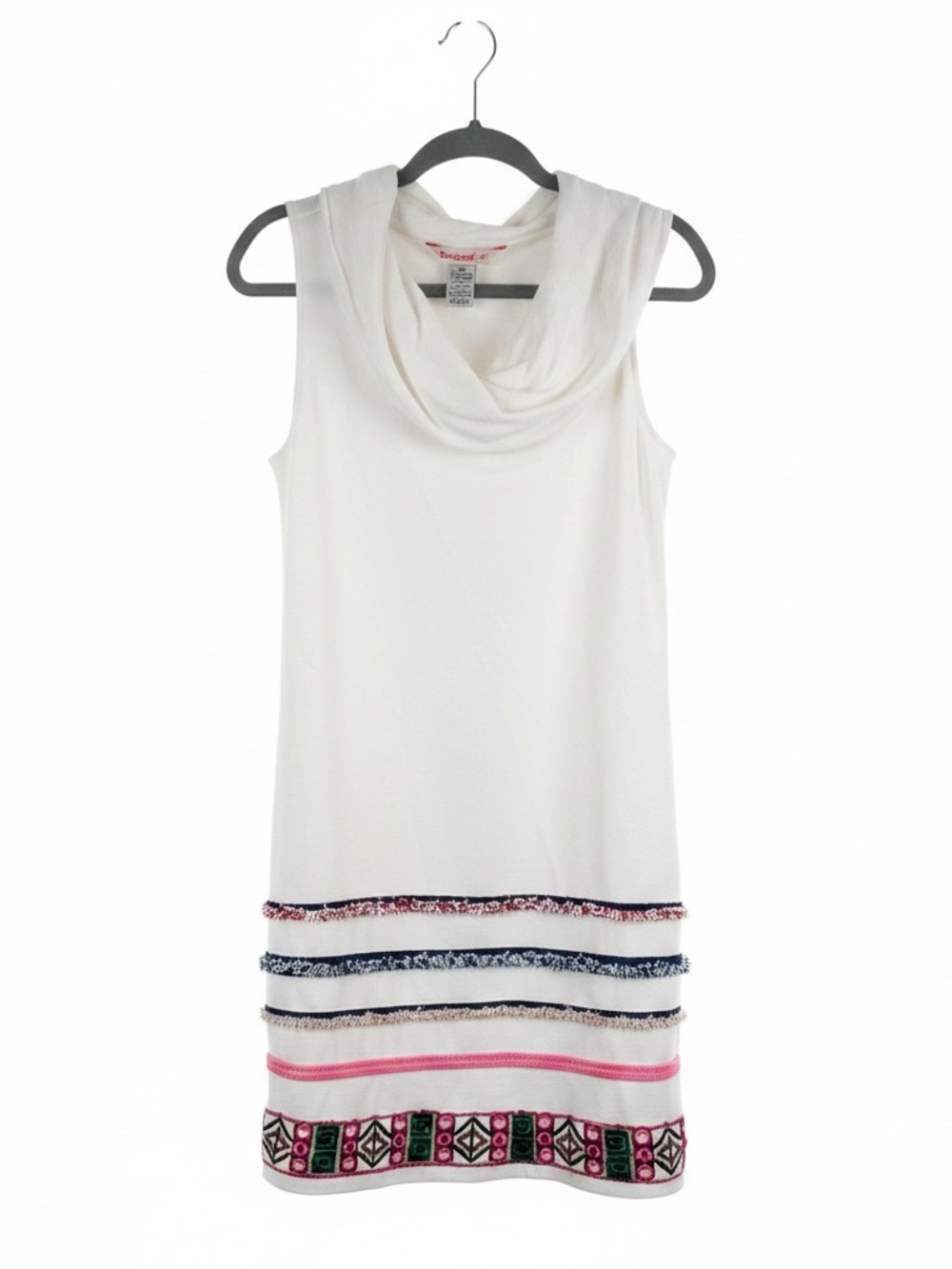 DESIGUAL Sleeveless Cowl Neckline White BOHO Dress | GUC